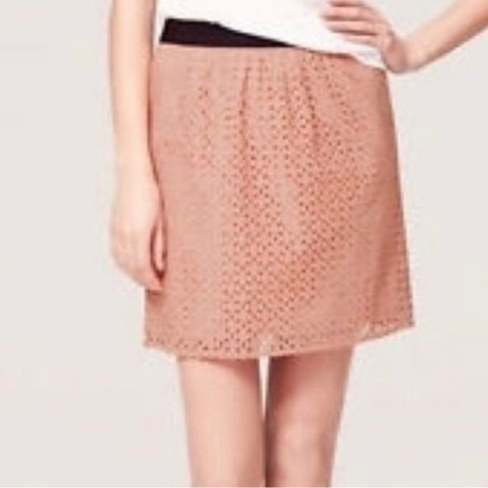 Loft cotton eyelet pink skirt size 6